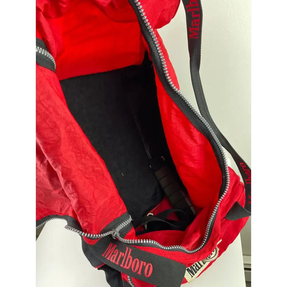 Vintage MARLBORO Red Black Duffle Bag Strap +Removable Backpack Memorabilia RARE